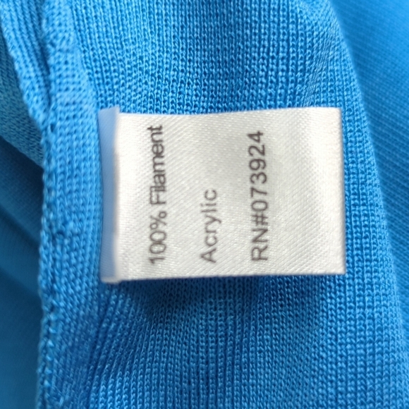 Ming Wang Beaded Embroidered Tunic Top 3/4 Sleeves Light Blue & White Size Large - Picture 6 of 9